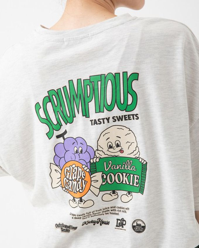 日本 gleam - 美式復古糖果印花寬大風短袖T恤-炭灰