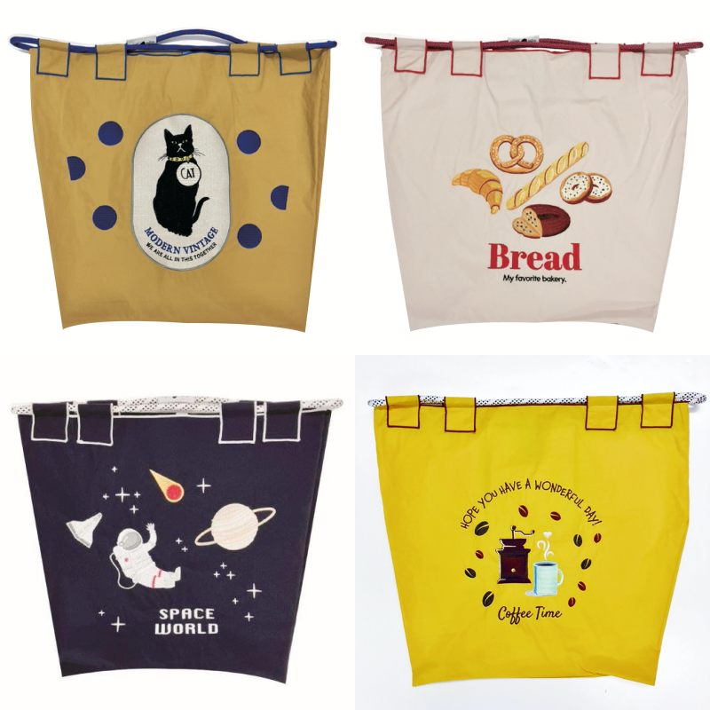 日本女裝代購 - eightbegin 粗繩刺繡購物袋/托特袋-花朵朵開-白 (S(43x38x2cm))