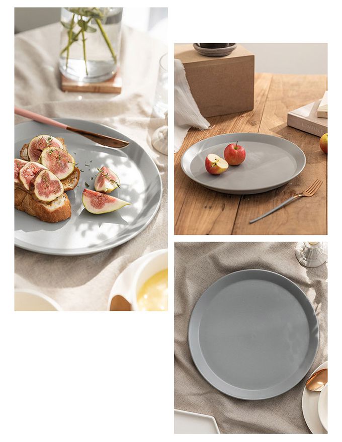 韓國 SSUEIM - Mariebel系列莫蘭迪陶瓷淺盤25cm(灰色)