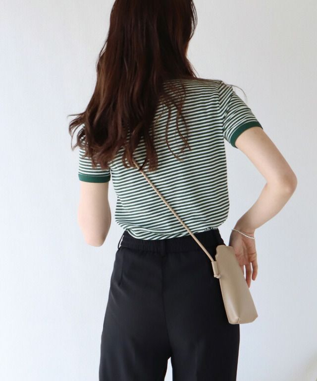 日本 BLUE EAST - 簡約條紋百搭短袖上衣-黑