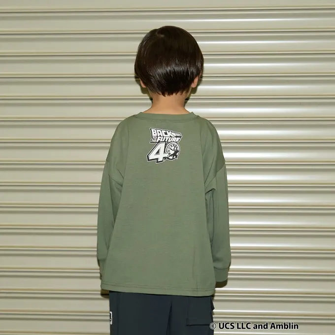 日本 b-ROOM - 聯名款 印花長袖上衣-回到未來電影場景-黑