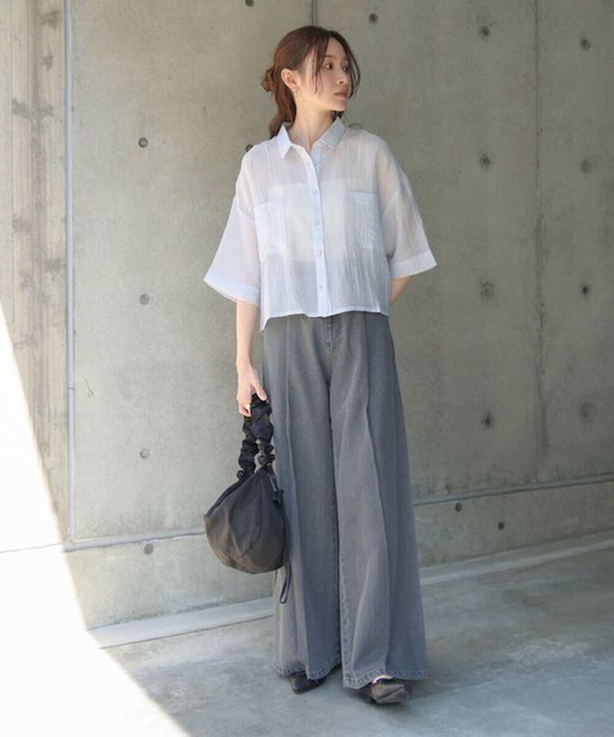 日本 Bab - 透膚感清爽短版五分袖襯衫-卡其棕 (M)