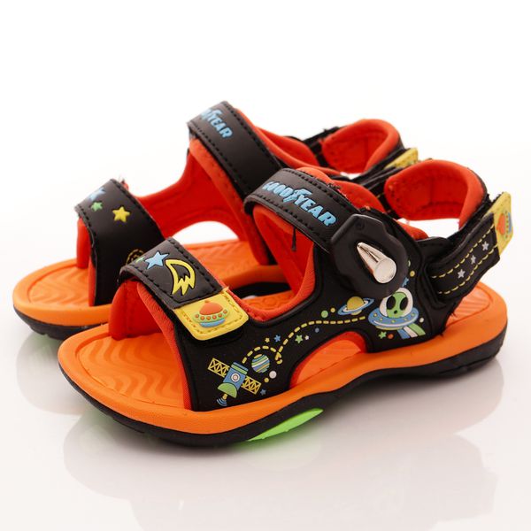 GOODYEAR - 運動童鞋-磁扣夏日運動涼鞋(中童)-黑橘