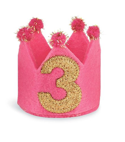 美國 Mud Pie - 生日皇冠髮飾-三歲 (單一尺寸)