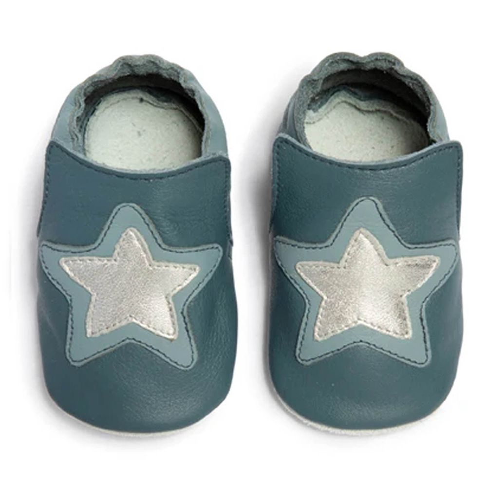 英國 shooshoos - 健康無毒真皮手工鞋/專業學步鞋/嬰兒鞋-夜空銀星星