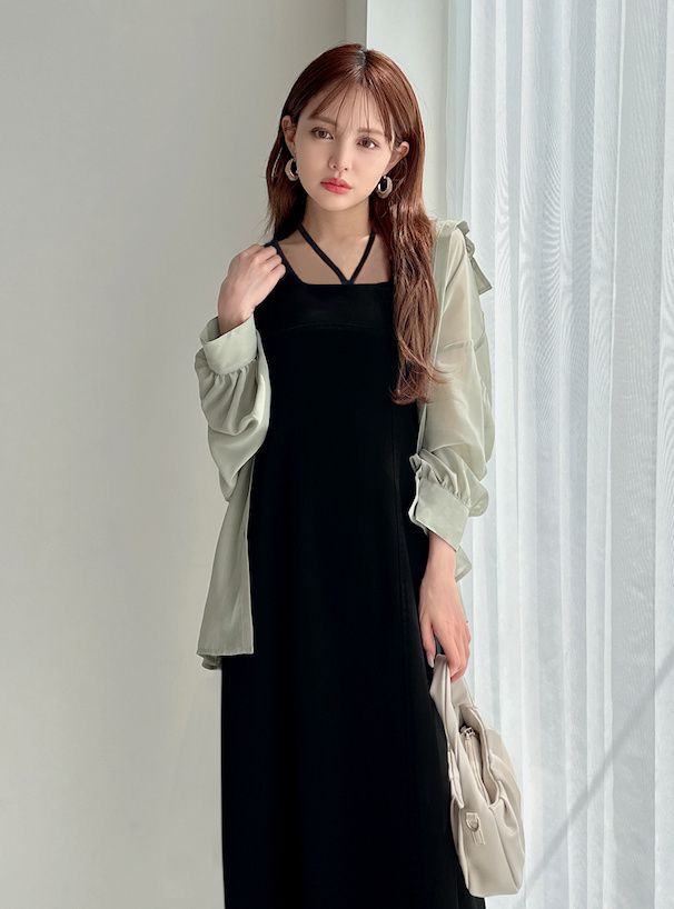 日本 GRL - 美式休閒綁帶無袖洋裝-卡其