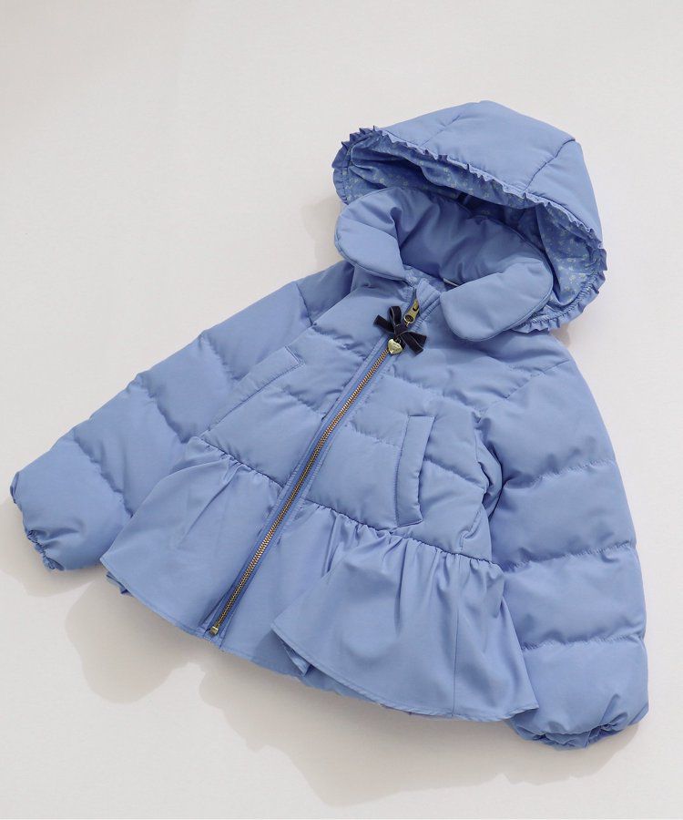 日本 apres les cours - [女孩最愛]愛心金釦夢幻荷葉鋪棉外套-酒紅