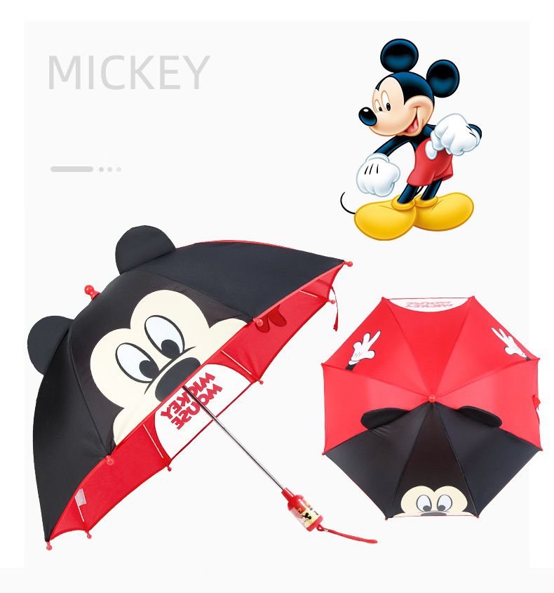 透視窗立體造型手動雨傘-卡通人物米奇-紅+黑