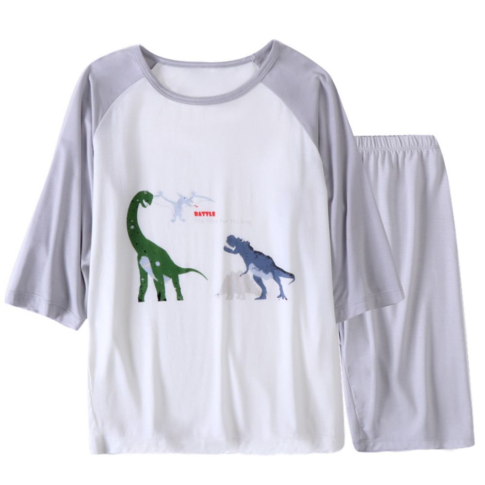 MAMDADKIDS - 莫代爾七分袖套裝/家居服-恐龍公園-灰色