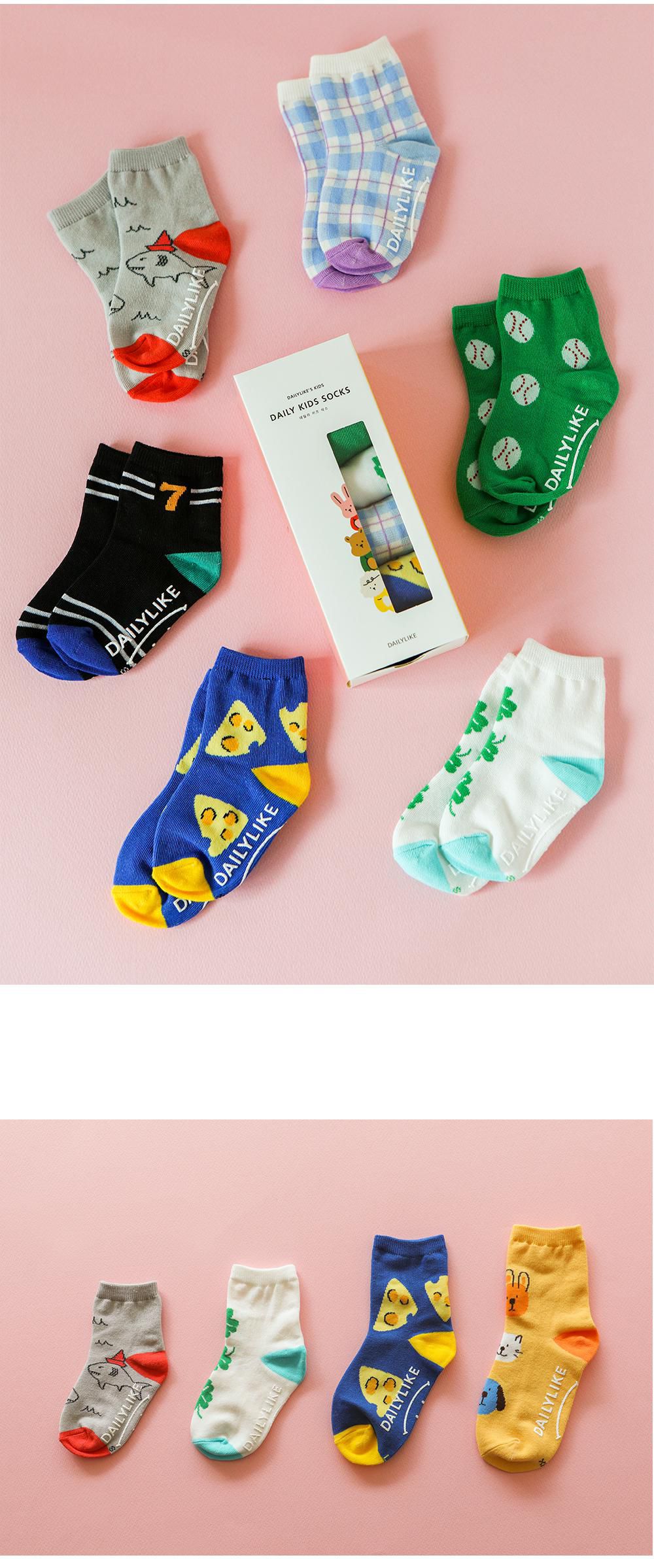 韓國 Daily Like - 兒童襪子/中筒襪6入組-5