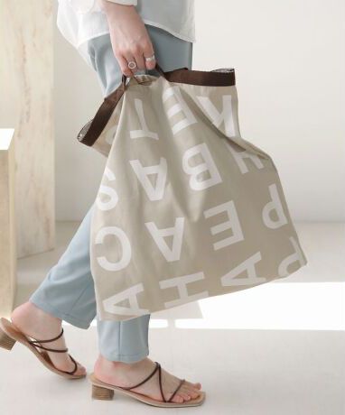 日本 Bou Jeloud - 大容量簡約字母肩背/手提托特袋-咖啡