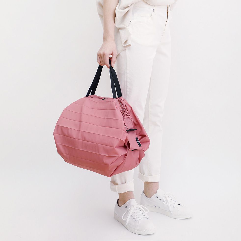 日本 MARNA - Shupatto 秒收摺疊購物袋-五週年限定升級款-蜜桃粉 (M(30x35cm))-耐重5kg / 15L