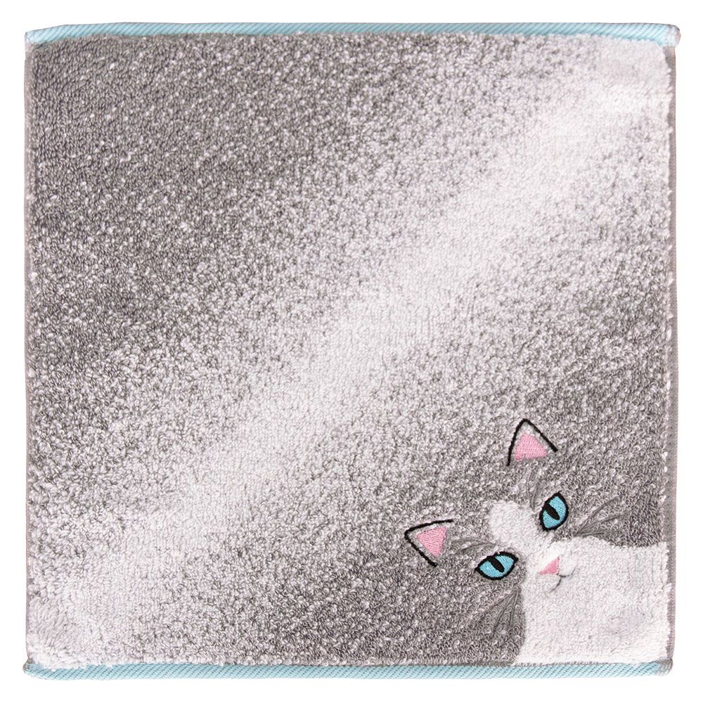 100%棉 日本製今治方巾/手帕-長毛-淺灰 (25×25cm)