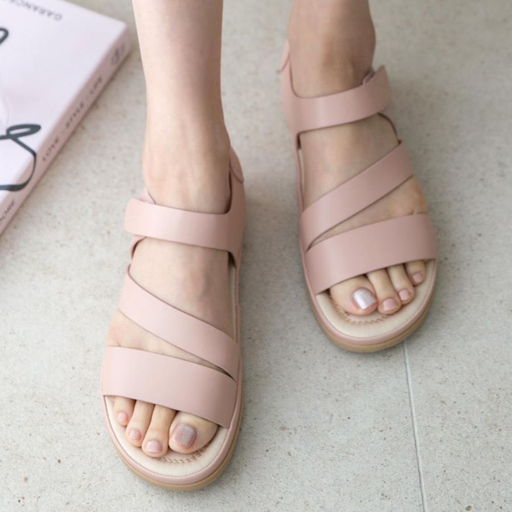 [輕彈麵包鞋]專利設計軟底休閒涼鞋(2.5cm)-粉