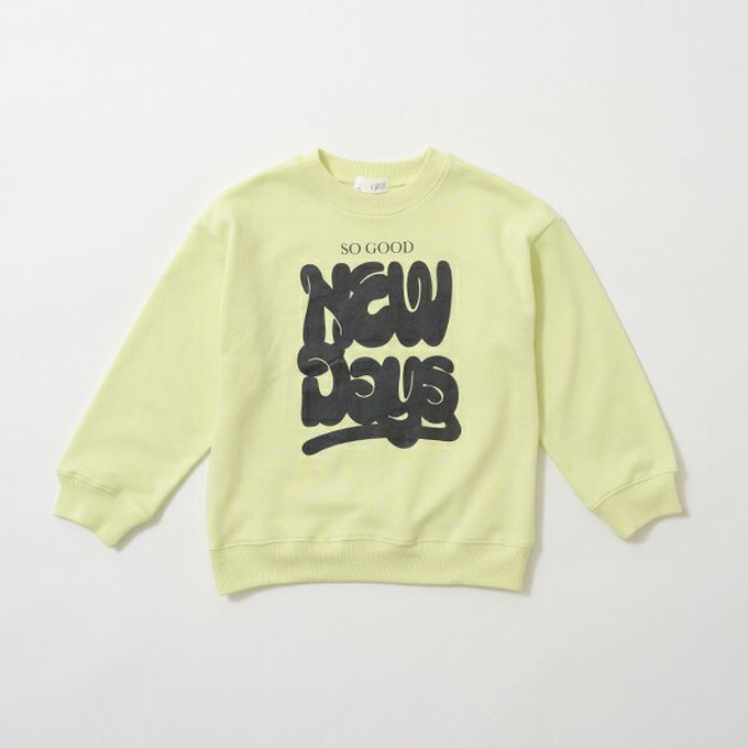 日本 b-ROOM - 百搭街頭風印花裏毛上衣-藍色標語-淺灰