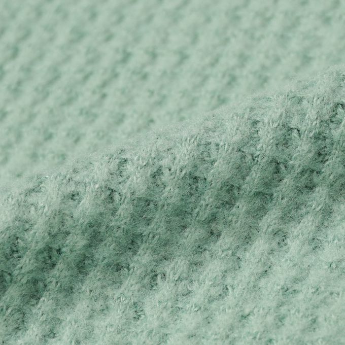 akachan honpo - 長袖裏起毛華夫格T恤-撞色袖-綠色