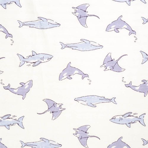 短袖上衣2件組涼爽純棉-海洋生物-灰色