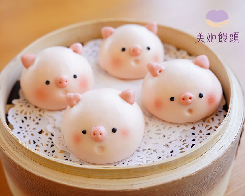 美姬饅頭 - 小豬豬活菌豬高麗菜造型包子 (6入)-50g