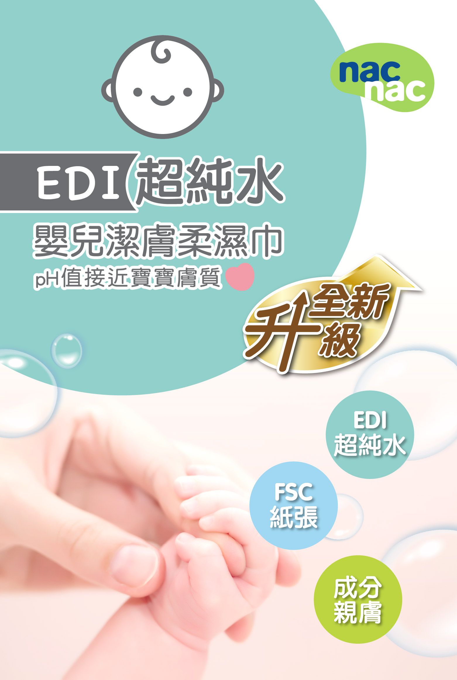 nac nac - EDI超厚純水濕巾-20抽/6入