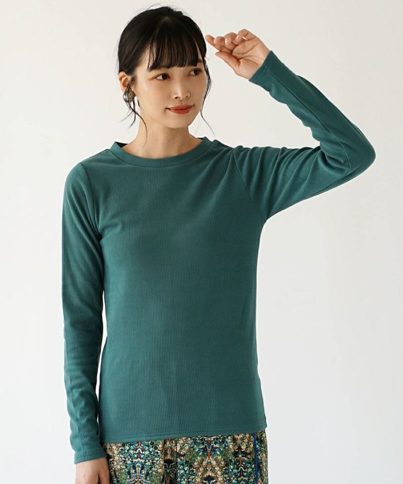 日本 zootie - 舒膚羅紋彈性刷毛薄長袖上衣-圓領-祖母綠