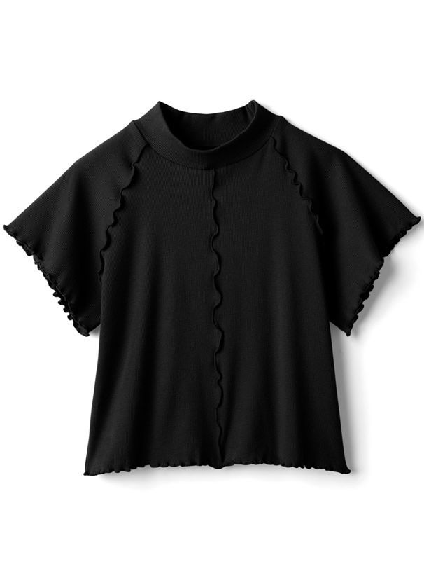 日本 GRL - 微立領木耳邊短袖上衣-橘