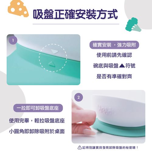 秒拾餐具 - 人體工學兒童學習餐具 - 碗有引力秒吸餐碗-湖水綠