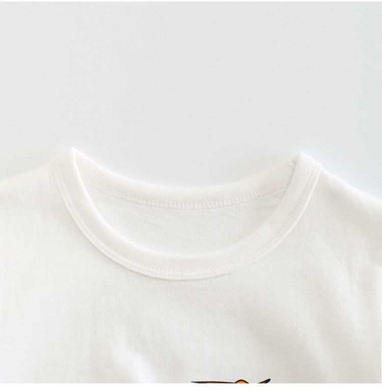 純棉圓領薄長袖上衣-恐龍草原-米白色