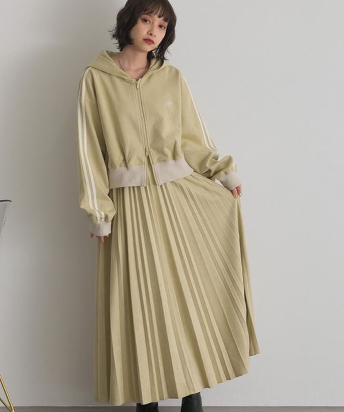 日本 ELENCARE DUE - 麂皮俐落雙拉鍊短版連帽外套-炭灰