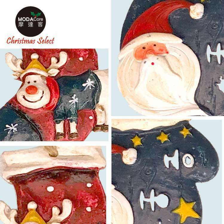 MODACore 摩達客 - 聖誕樹脂藝術創作裝飾吊飾-2入組-2.藍手套麋鹿耶誕襪