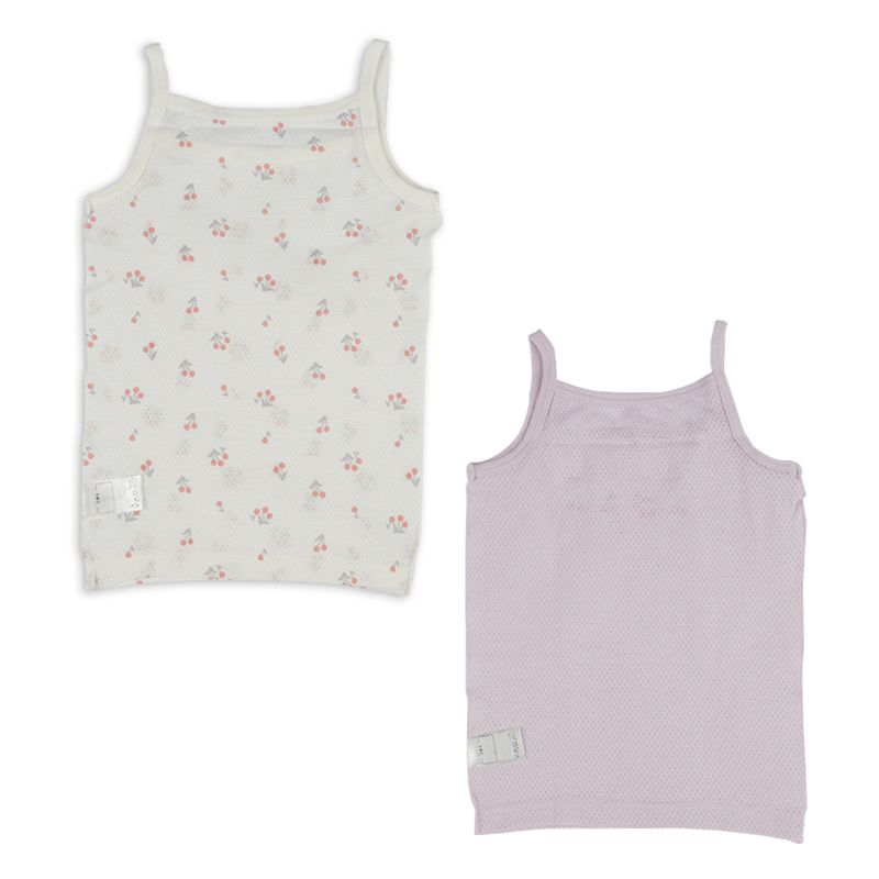 akachan honpo - 網眼細肩帶背心2件組-櫻桃-紫色