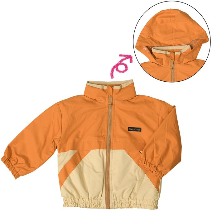 akachan honpo - 防潑水夾克-內裡刷毛-橘色