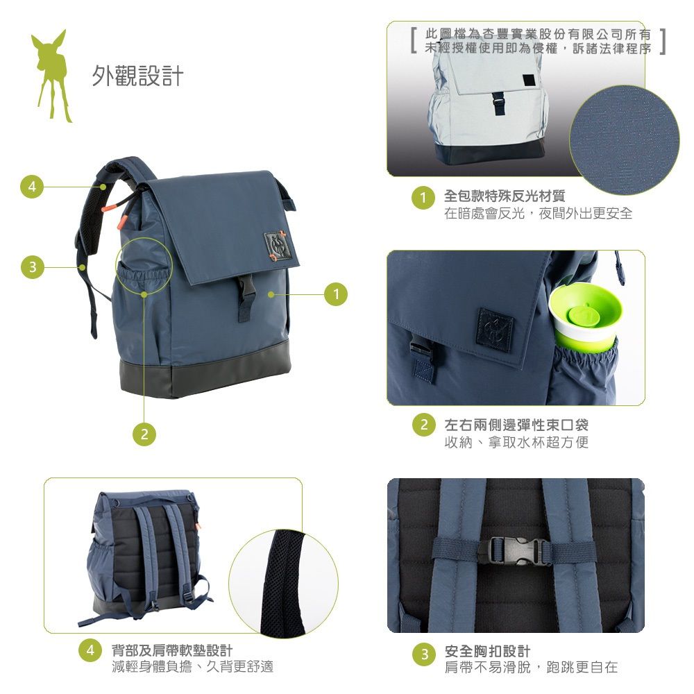 德國 Lassig - 漫步太空旅行後背親子包-附小收納袋-雅痞灰 (小)