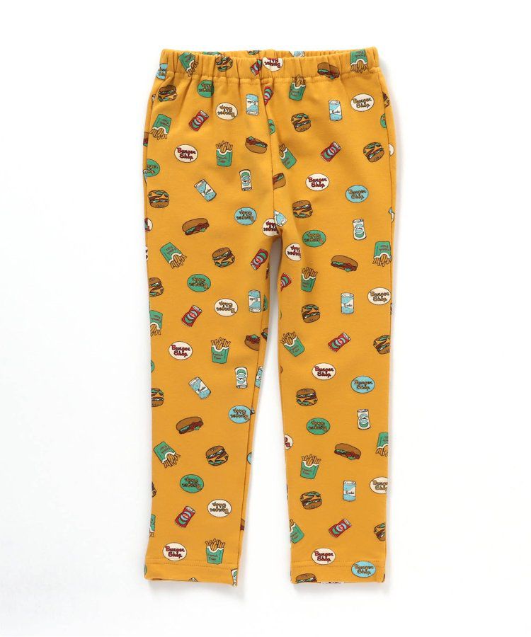 日本 BREEZE - 休閒百搭鬆緊長褲(9分丈)-碎花-淺鵝黃