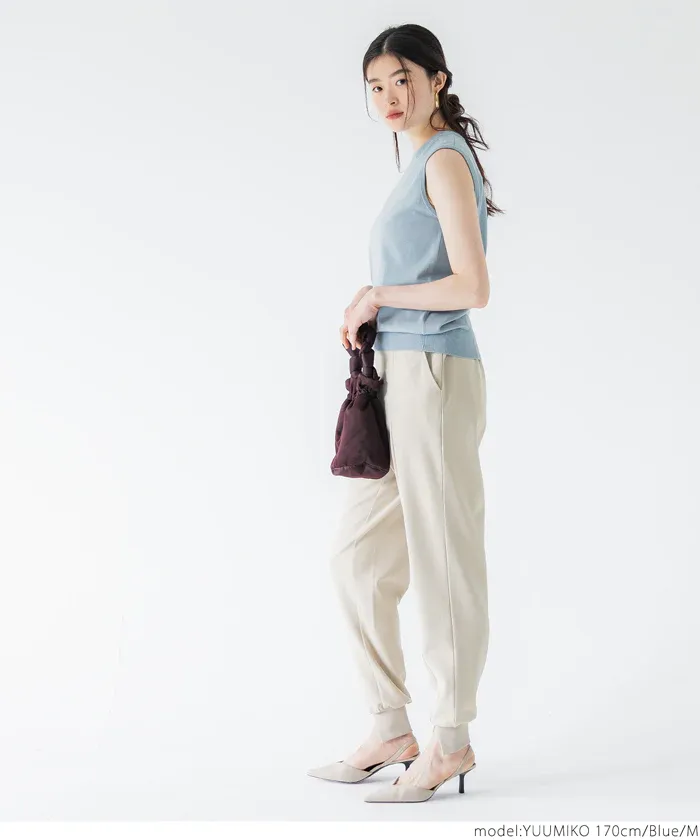 日本 COCA - 嫘縈混涼爽彈性無袖上衣-淺藍