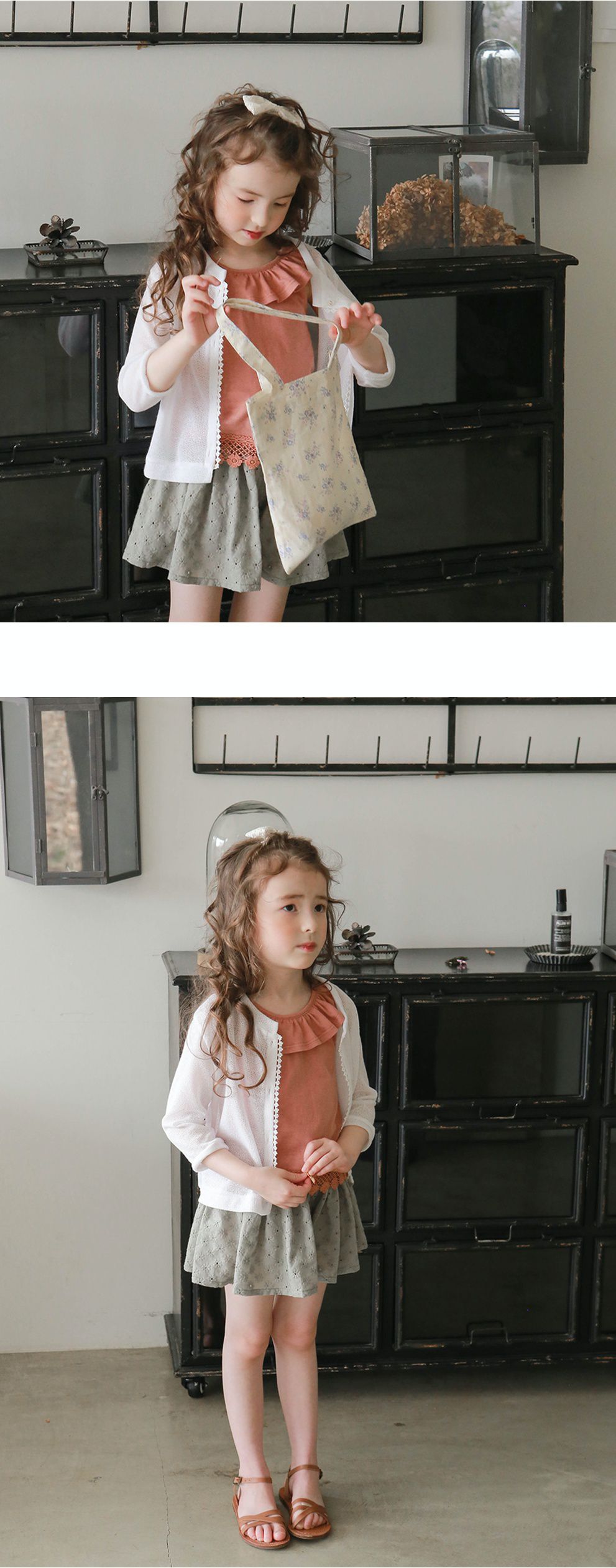 韓國 PuellaFLO - 刺繡後空花朵寬褲裙-綠