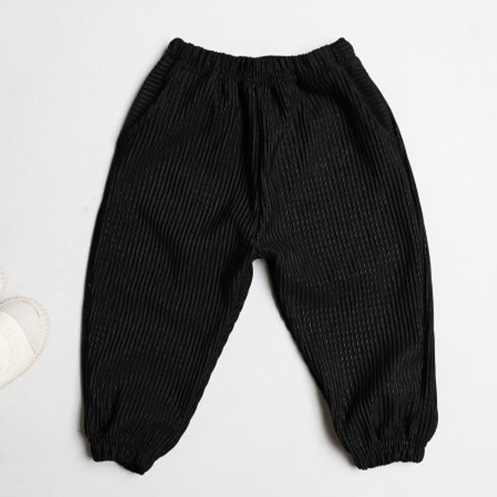 韓國 Dream Baby - 雙口袋皺折縮口褲-黑