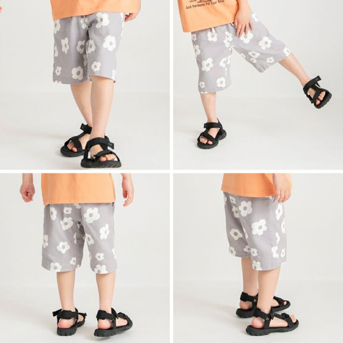 日本 BRANSHES - 純棉粗織透氣印花短褲-恐龍徽章-綠