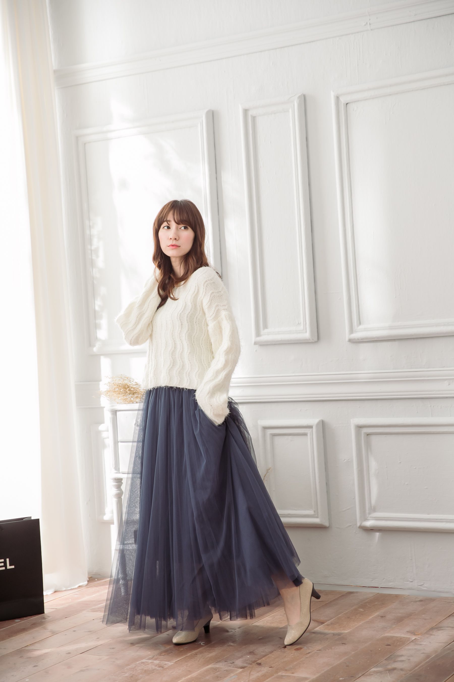 Peachy - 獨家訂製綿柔法式浪漫三層蓬紗裙-三層蓬版-午夜藍 (F)