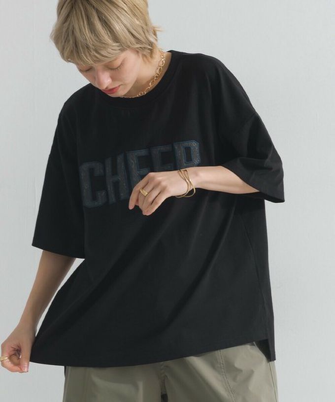 日本 le colis - 天竺棉蕾絲CHEER落肩短袖上衣-白