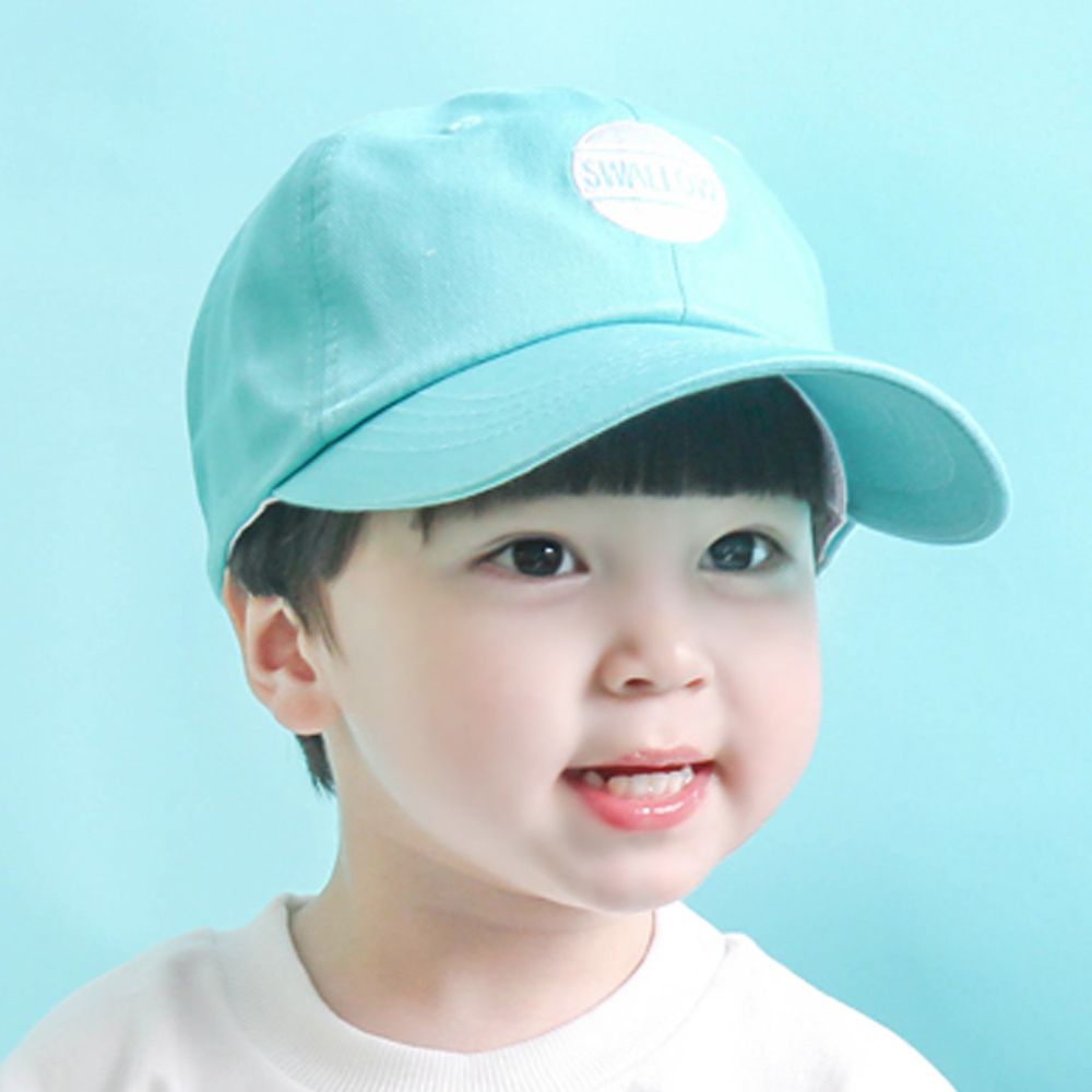 韓國 Babyblee - 字母徽章純色棒球帽-天藍 (頭圍：51-55cm)