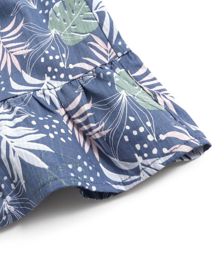 日本 BREEZE - 滿版度假印花傘狀無袖洋裝-紫x米