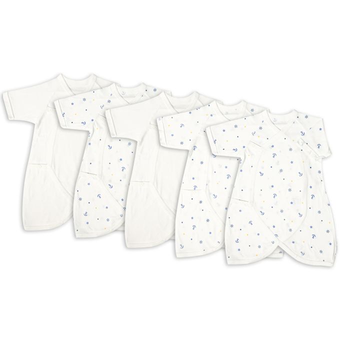 akachan honpo - 新生兒內衣10件組-按扣款-淺藍色 (肚衣:50cm蝴蝶裝:50~60cm)