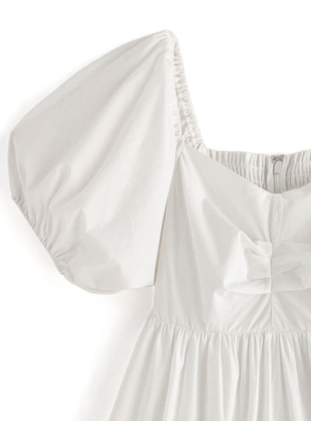 日本 GRL - 法式愛心領短版泡泡袖洋裝-經典黑