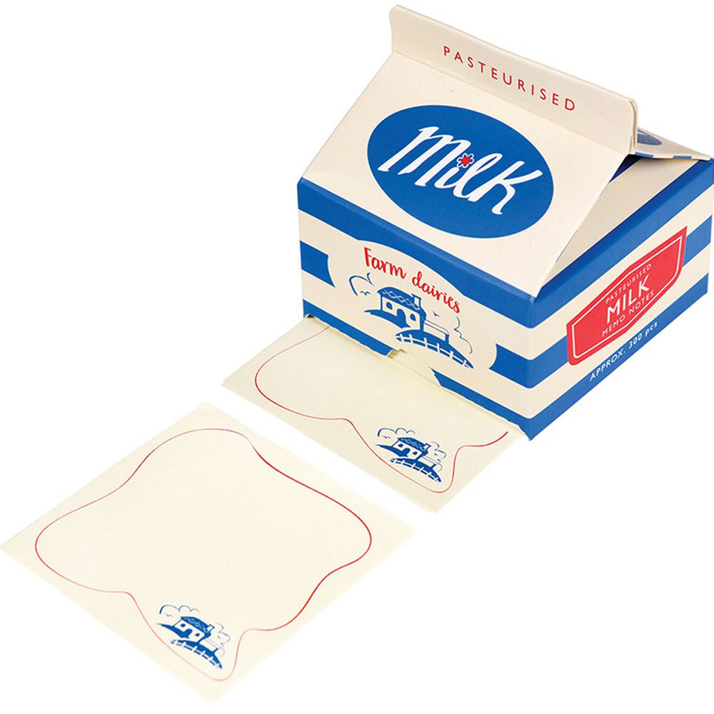 英國 Rex London - 牛奶盒造型便條紙-藍白線條