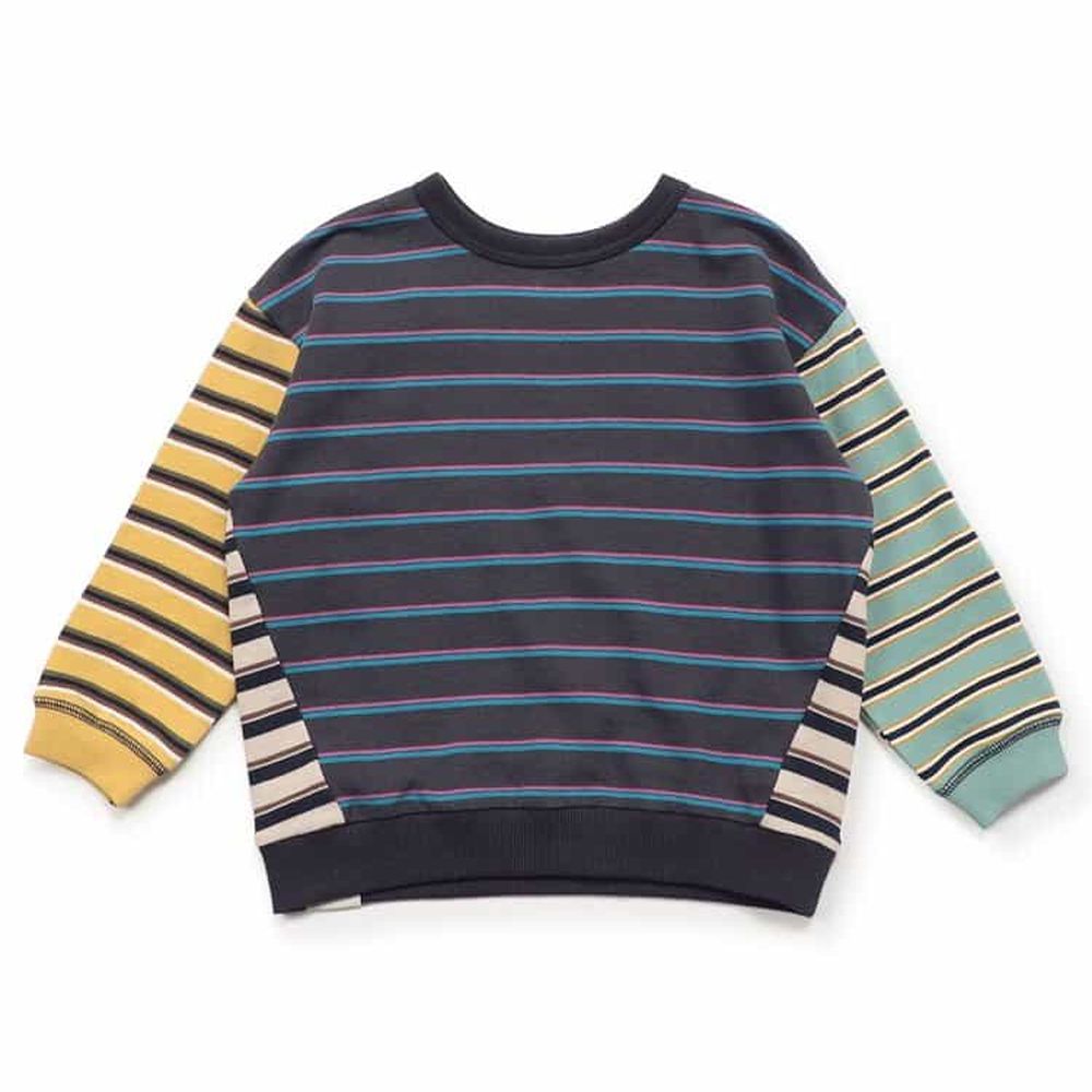 正反OK！前後兩穿縮口長袖上衣-條紋-撞色