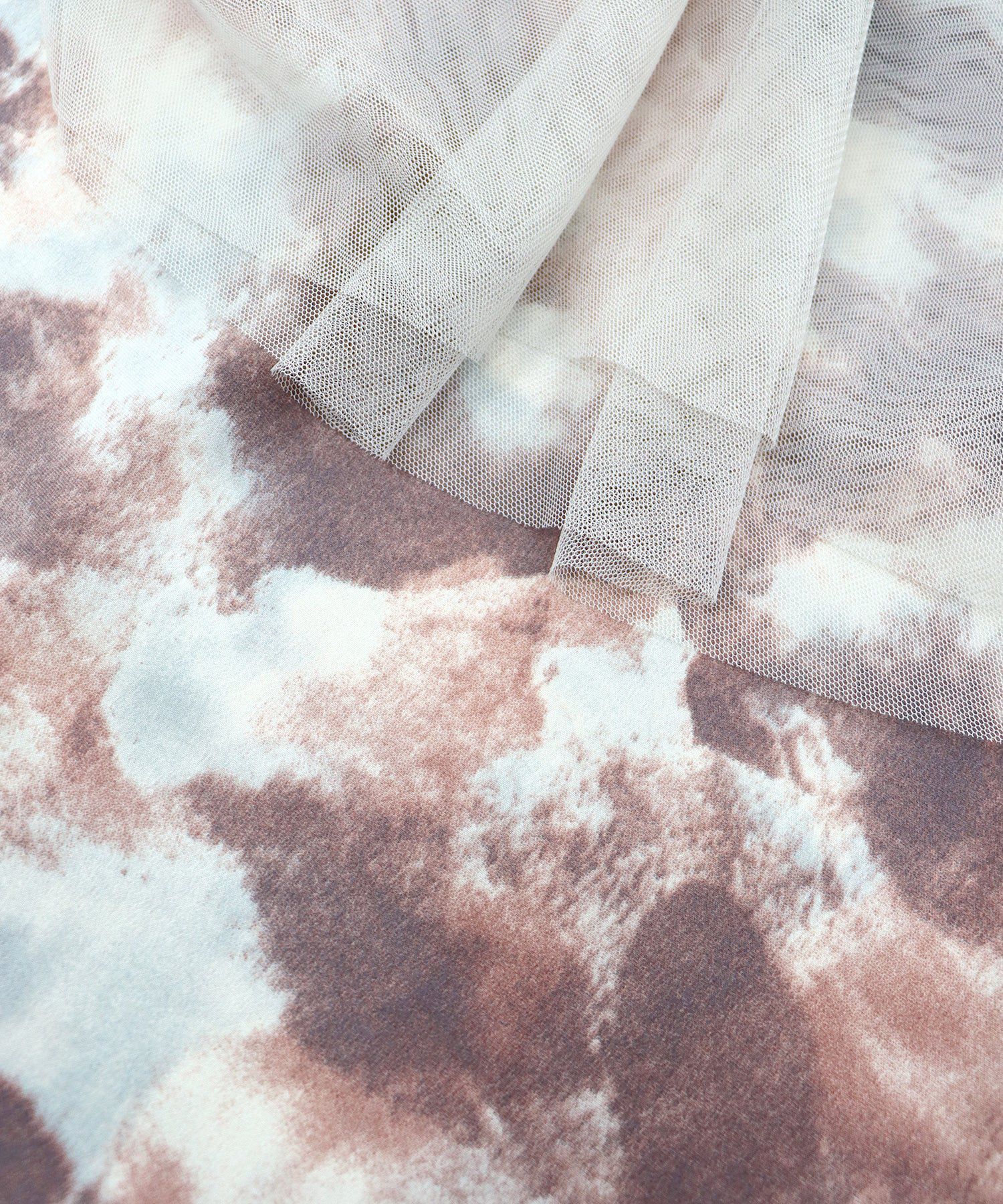 日本 BLUE EAST - 浪漫印花雙層紗裙-卡其