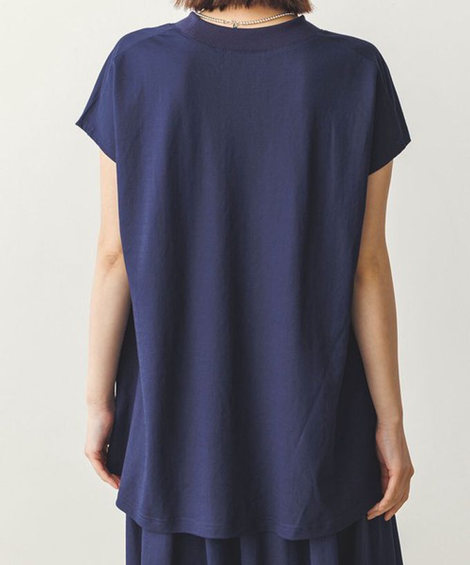 日本 Sans Souci 34+ - 接觸涼感 圓弧百搭法式袖上衣-白