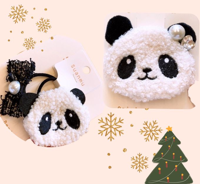 Love, Charlotte - 質感Panda泰迪絨髮夾髮圈-3件組-袋裝