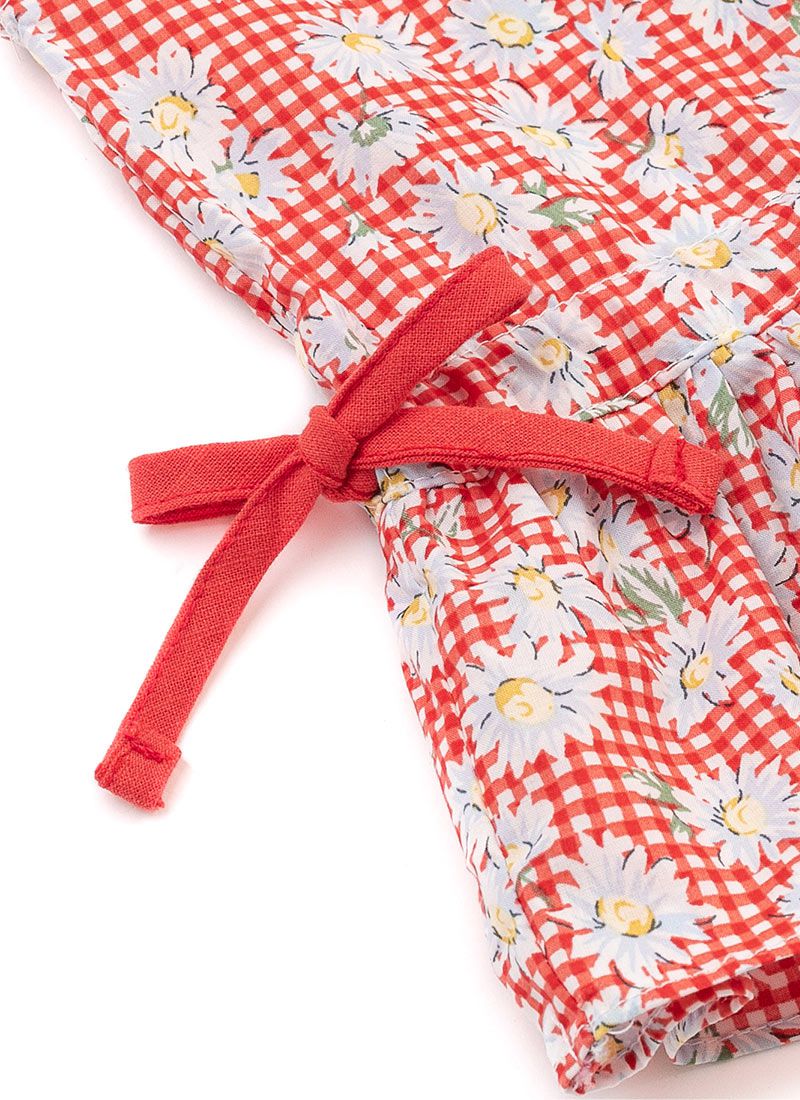 韓國 OZKIZ - 紅格子小白花無袖套裝