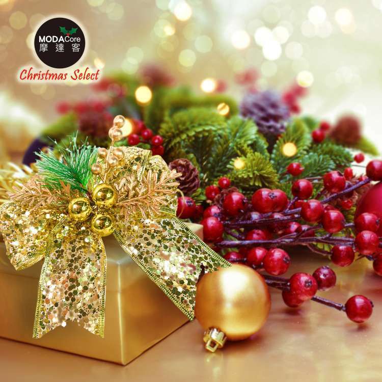 MODACore 摩達客 - 12cm聖誕派對裝飾金色蝴蝶結四入組-禮物包裝適用